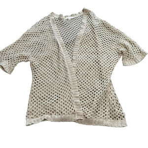Mine women's S/M fishnet knit tan cardigan